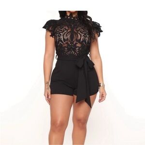 Fashion Nova Black Lace Romper